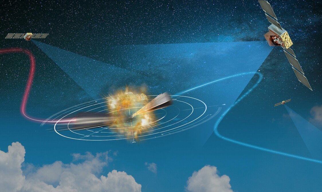 Иллюстрация плана HBTSS – разрабатываемой Соединенными Штатами Америки системы раннего спутникового предупреждения для обнаружения и отслеживания гиперзвуковых ракет (космических сенсоров для отслеживания гиперзвуковых и баллистических целей). Источник: Northrop Grumman