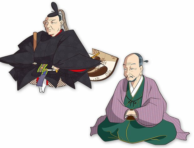 A la izquierda, Yoshimune, octavo shōgun de los Tokugawa, impulsor de las reformas de Kyōhō, que dieron estabilidad al régimen en su fase intermedia (siglo XVIII). Ni siquiera para él fue fácil reformar la costumbre del sankin-kōtai. A la derecha, Muro Kyūsō, pensador confucianista y uno de los colaboradores más estrechos de Yoshimune en su actuación política. También él se ocupó de reformar la costumbre. (Ilustración: Satō Tadashi)