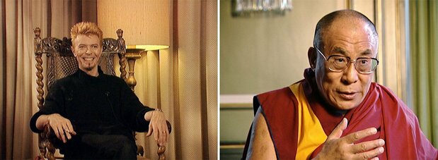 デヴィッド・ボウイ(左)とダライ・ラマ14世 ©2018 Emotional Network
