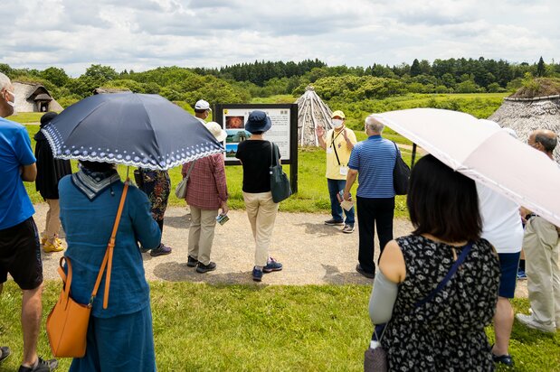 Participants of a guided tour. Many guides also take part in excavation work, providing them a unique insight into the history of the site.