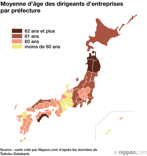 Moyenne d’âge des dirigeants d’entreprises par préfecture