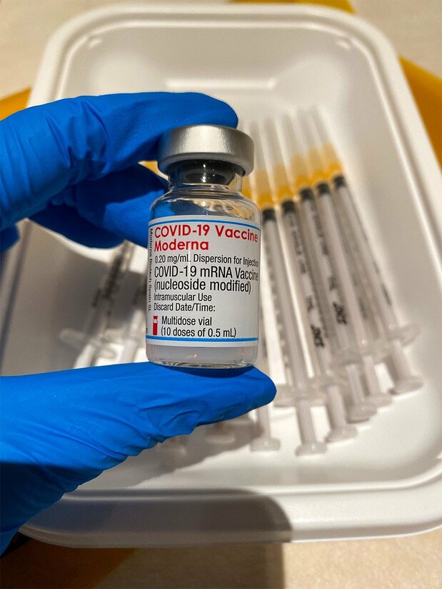 A vial containing the Moderna COVID-19 vaccine. (Photo courtesy of the author)
