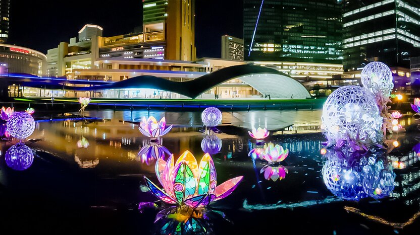 夜のうめきた公園(24年度冬のライトアップは終了)