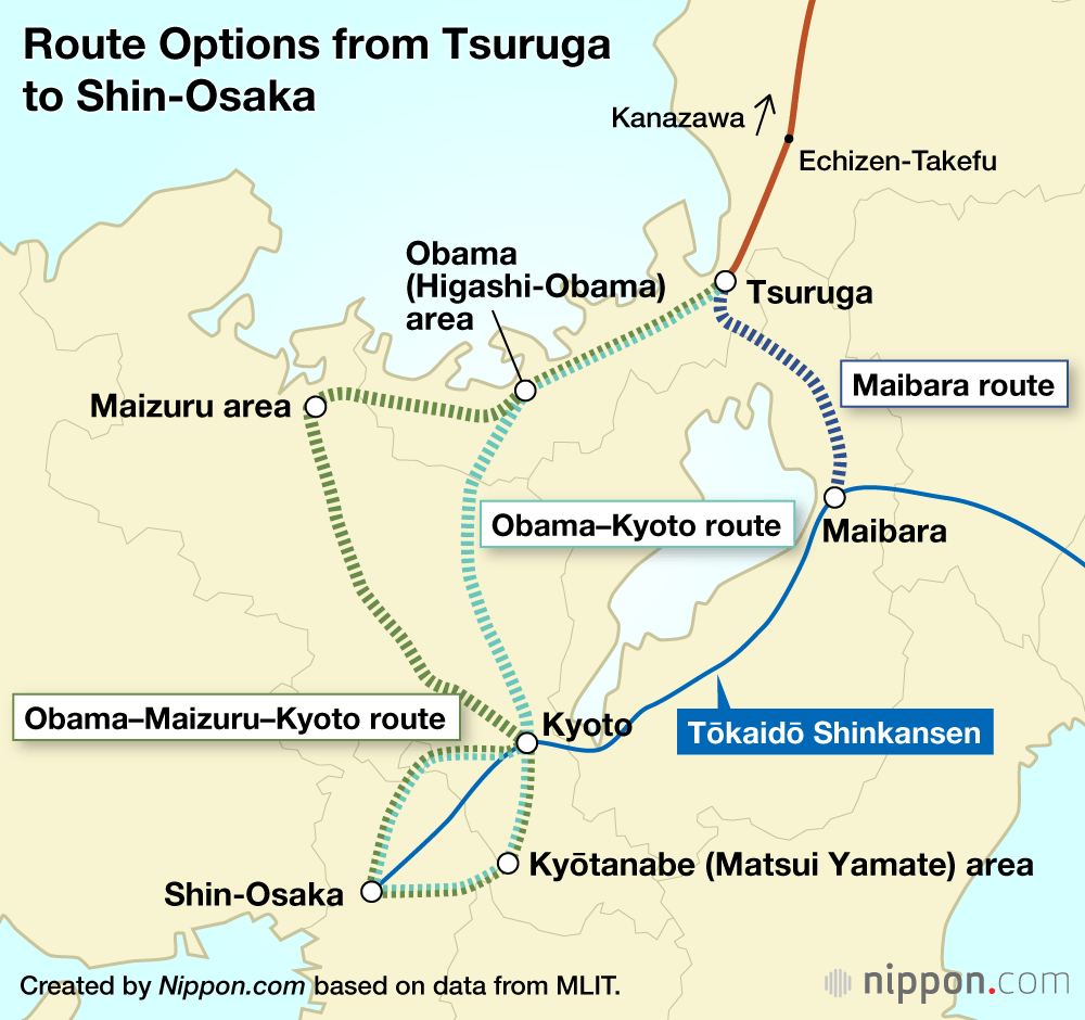 Route Options from Tsuruga to Shin-Osaka