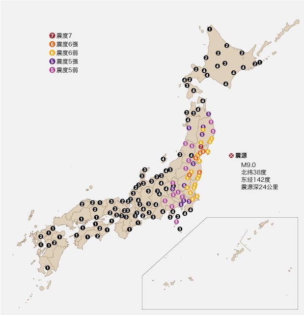 日本各地的震度