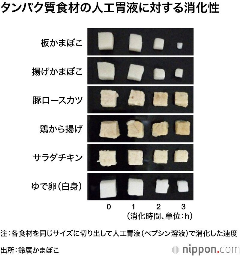 打倒サラダチキン！　魚の「練り物」もっと食べて：加工メーカーが分析、タンパク質の消化吸収性で優位