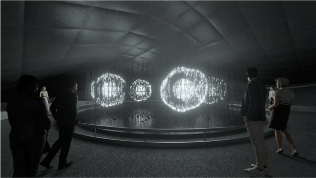 展示の目玉は、約32万個のLEDを立体的に配した「クラスラ」。その明滅で生み出す光のショーで、32億年にわたる生命の進化を表現するという © DYNAMIC EQUILIBRIUM OF LIFE / EXPO2025