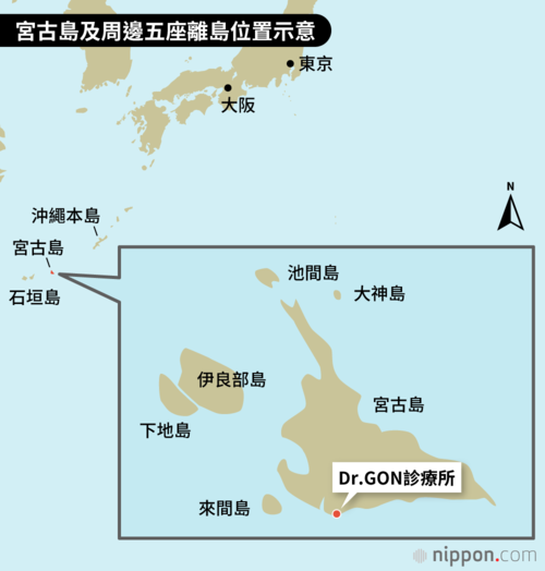 宮古島及周邊五座離島位置示意