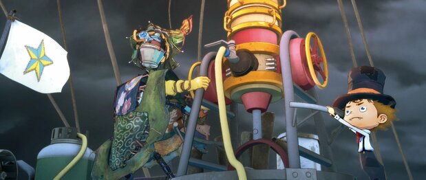 Poupelle and Lubicchi aboard their ship. (© Nishino Akihiro/Entotsu-machi no Puperu Production Committee)