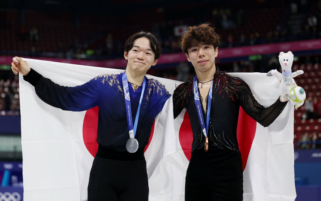 Kagiyama Yûma (gauche) et Satô Shun le 13 février (© Reuters)