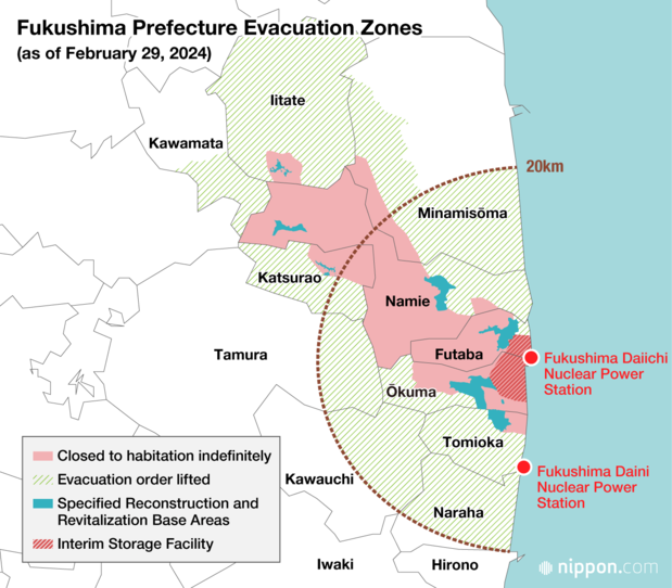 Fukushima Prefecture Evacuation Zones (as of February 29, 2024)