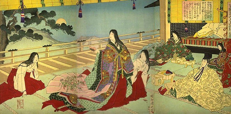 後醍醐天皇（1288～1339年）在吉野的皇宮舉辦宴會的景象。賞月風俗自古風行於日本的上流社會。圖為楊洲周延的《吉野皇宮賞月禦筵之圖》©日本國立國會圖書館數位藏品